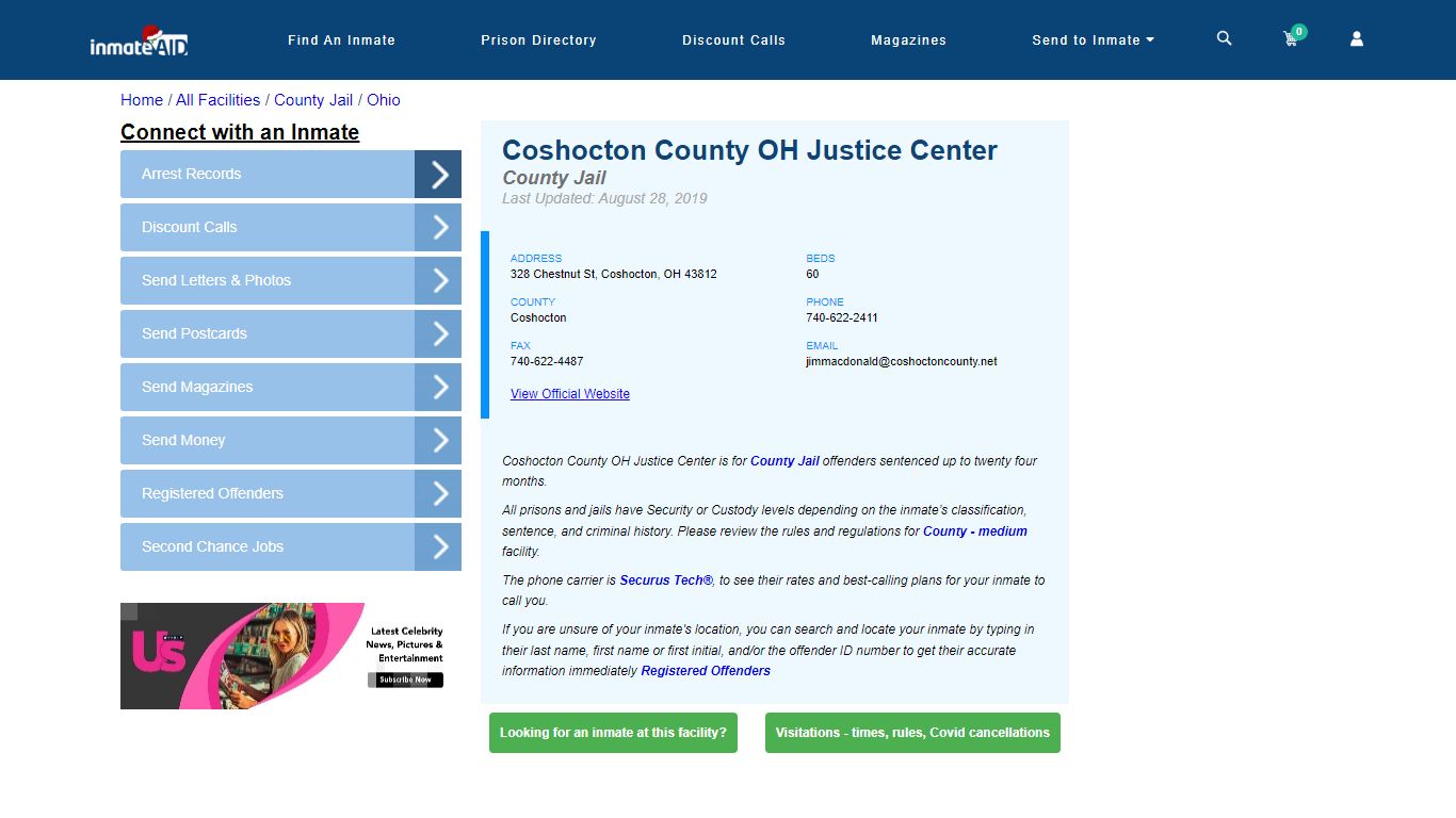 Coshocton County OH Justice Center - Inmate Locator - Coshocton, OH